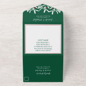 白い枝とベリーの結婚クリスマスグリーン オールインワン招待状 (外側)