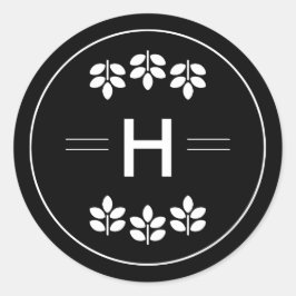 白い枝モノグラム結婚ブラック ラウンドシール