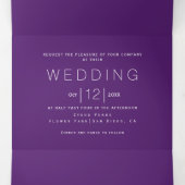 白い枠とイニシャルモノグラム紫結婚の 三つ折り招待状 (内部中)