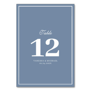 白い枠のダスティブルー結婚のテーブル番号 テーブルナンバー