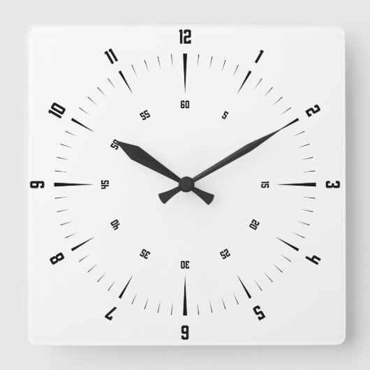白い枠の丸い壁時計を作成する スクエア壁時計 (正面)