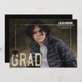 白い枠の卒業写真のお知らせ 招待状 (正面/裏面)