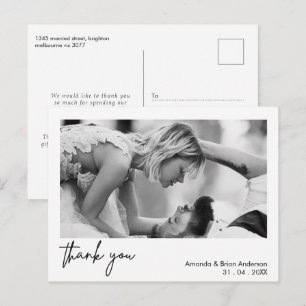 白い枠の書道ありがとう結婚のポストカード ポストカード