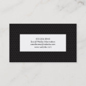 白い枠の黒い幾何学的な背景 名刺 (裏面)