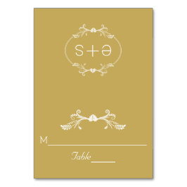 白い枠、イニシャル結婚の金ゴールド護衛カード テーブルナンバー