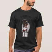 白い柔道着のバイソンブル柔道師範 Tシャツ (正面)