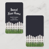 白い柵と草を持つ甘い新しい家 名刺 (正面/裏面)