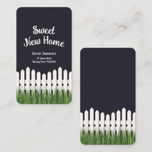 白い柵と草を持つ甘い新しい家 名刺 (正面/裏面)