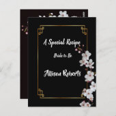 白い桜と金のフレームのブライダルシャワー ポストカード (正面/裏面)