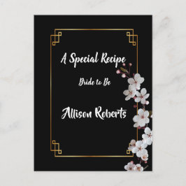 白い桜と金のフレームのブライダルシャワー ポストカード