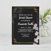 白い桜と金のフレームのブライダルシャワー 招待状 (スタンド正面)