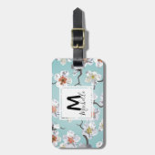 白い桜のモノグラムの名前 ラゲッジタグ (正面縦)