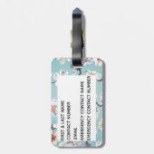 白い桜のモノグラムの名前 ラゲッジタグ (裏面縦)