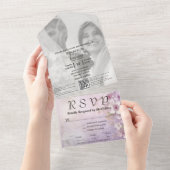 白い桜の淡い写真のQRコードのウェブサイト オールインワン招待状 (貼ってはがせる)