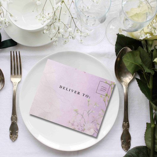 白い桜の淡い写真のQRコードのウェブサイト オールインワン招待状