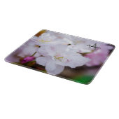 白い桜の花のガラスのまな板 カッティングボード (角)
