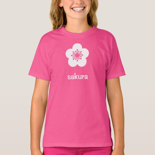 白い桜の花のシルエット Tシャツ (正面)