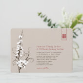 白い桜の花びらが舞うアジアンウェディング 招待状 (スタンド正面)