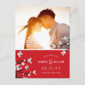 白い桜の花 桜の写真 Save The Date 案内ポストカード (正面)