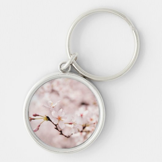 白い桜の《写真》ぼけ味Keychain キーホルダー (正面)