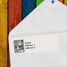 白い森に囲まれた赤いライディングフードウルフ ラベル