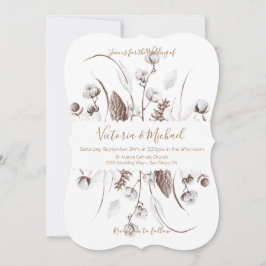 白い植物のフローラ結婚式招待状 招待状