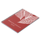 白い植物性葉骨格 |パーソナライズされた | ノートブック (左側)