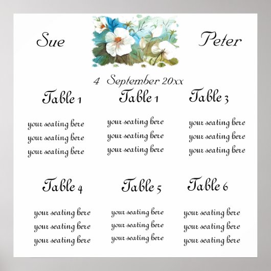 白い椿のシーティングシャート ポスター (正面)