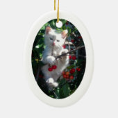 白い楕円形のフォトフレーム セラミックオーナメント (裏面)