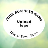 白い楕円形の窓用フィルムに載せられたビジネスブランド ウィンドウサイン (シート3)