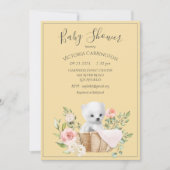 白い極性クマの水カラー黄色の赤ちゃんシャワー 招待状 (正面)