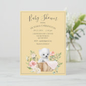 白い極性クマの水カラー黄色の赤ちゃんシャワー 招待状 (スタンド正面)