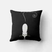 白い様式化した猫(黒) クッション (裏面)