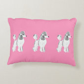 白い標準プードルのピンクのアクセントの枕 アクセントクッション (裏面)