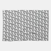 白い標準プードルはパターンのシルエットを描きます キッチンタオル (横)