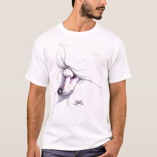 白い標準プードル Tシャツ (正面)