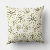 白い模様の大きな黄色のデイジーの花 クッション (裏面)