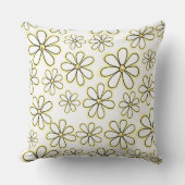 白い模様の大きな黄色のデイジーの花 クッション (正面)