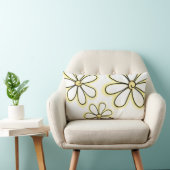 白い模様の大きな黄色のデイジーの花 ランバークッション (椅子)