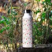 白い模様の野生の花の赤いポピー絶縁 ウォーターボトル