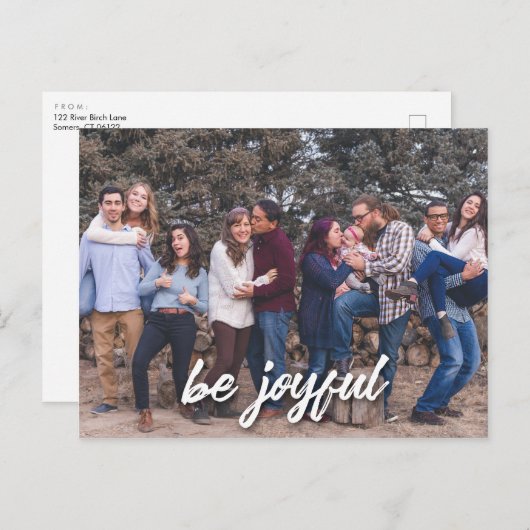 白い横向き写真はがきに喜びを感じる ポストカード (正面/裏面)