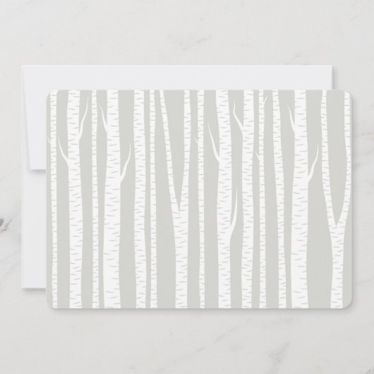 白い樺の木のベビーシャワー 招待状 (裏面)