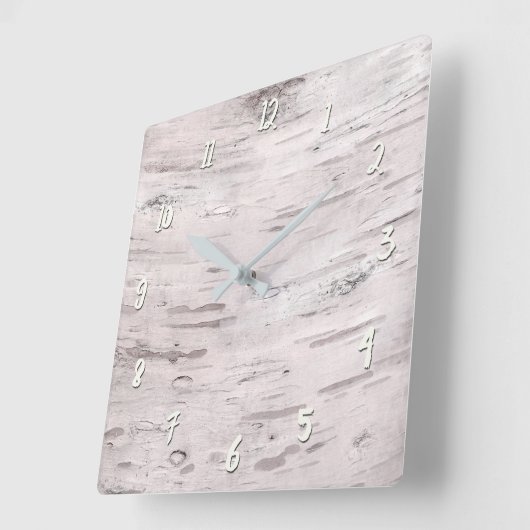 白い樺の木の木製の素朴な納屋の農家の上品 スクエア壁時計 (傾斜)