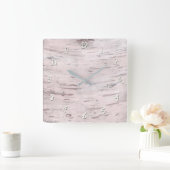 白い樺の木の木製の素朴な納屋の農家の上品 スクエア壁時計 (ホーム)