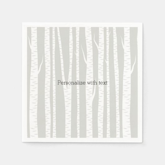 白い樺の木の木 スタンダードカクテルナプキン (正面)