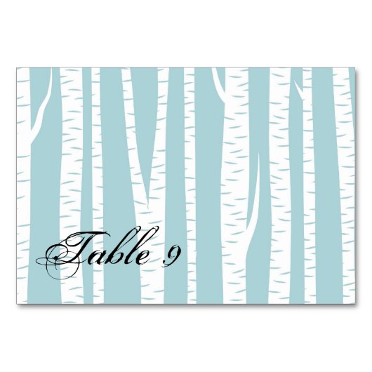 白い樺の木の木 テーブルナンバー (正面)