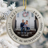 白い樺の木スライス初めてのクリスマスの新しいホーム セラミックオーナメント