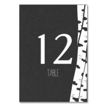 白い樺の木ツリーテーブル番号カード