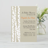 白い樺の木ツリー/ベビーシャワー 招待状 (スタンド正面)