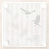 白い樺の木林でカラスを殺害しようとした ガラスコースター (裏面)